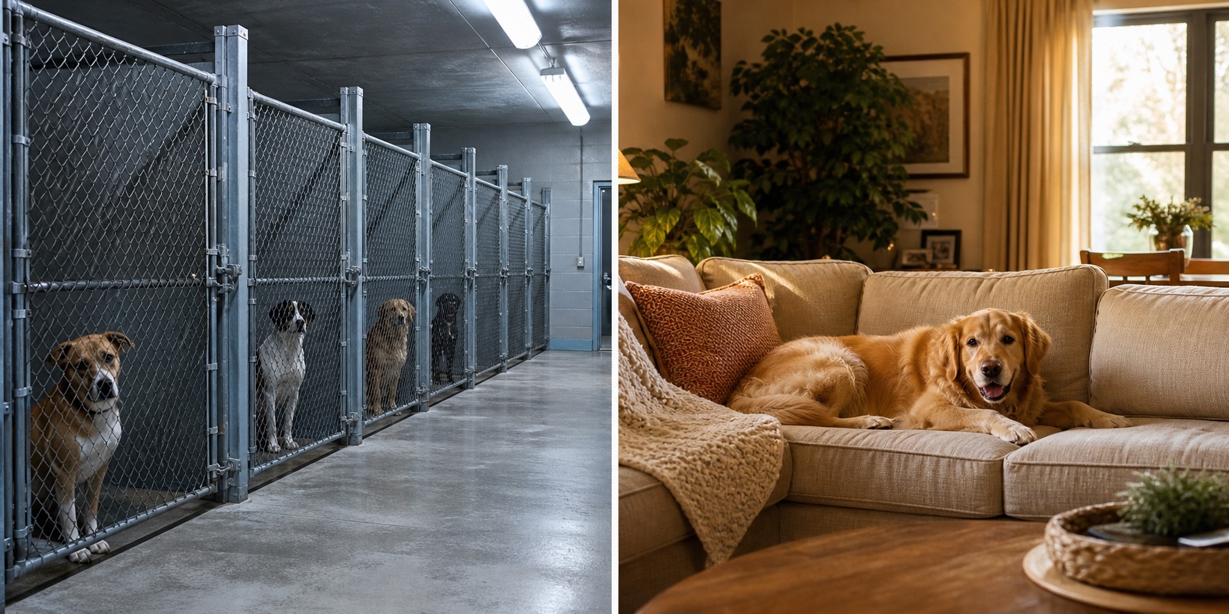 A calm dog relaxing on a cozy sofa in a spacious, sunlit Orange County home, looking peaceful and at ease, photorealistic, warm lighting, professional pet photography, no text